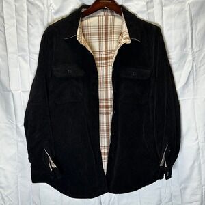 Nordstrom Dark Corduroy Shirt Jacket with Plaid Lining